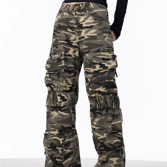 Camouflage Cargo Pants Women's Loose Wide Leg Jeans