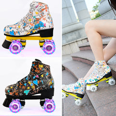 Double Row Skates New Wheel Wear-resistant Four-wheel Roller Skates