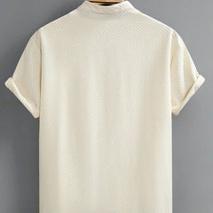 Summer Men's Breathable Casual Stand Collar Shirt Solid Color