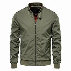 Men's Zip-up Jacket With Pockets Casual Solid Stand Collar Long Sleeve Top Outwear Clothing
