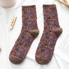 Socks Women's Tube Retro Small Floral Honeysuckle Fashion Cotton Socks