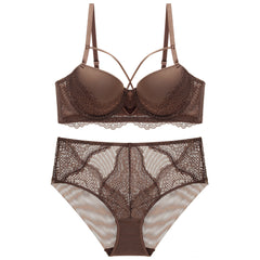 French Lace Splicing Hollow-out Sexy Bra Suit