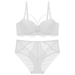 French Lace Splicing Hollow-out Sexy Bra Suit