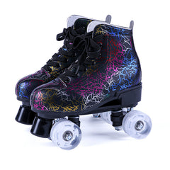 New Black And White Double Row Skates Adult Flash Roller Skates Skating Rink Cross Exclusively For Roller Skates