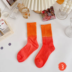 Korean Fashion Hip Hop Harajuku Socks Colorful Tie Dye Gradient Pattern Socks Street Fashion Hip Hop Skateboard Socks