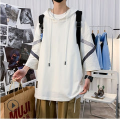 Loose Large Unisex Hip Hop Hooded Sleeve T-Shirt