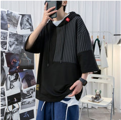 Loose Large Unisex Hip Hop Hooded Sleeve T-Shirt