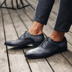 Men's First Layer Cowhide Business Dress Shoes British Pointed Toe