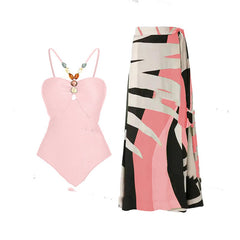 Women's Swimsuit Covered Belly Thin Bikini Suit