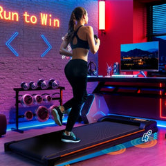 Folding Under Desk Walking Pad Treadmill With Adjustable Incline, 1-6 Km H Low Noise For Home Office, LED Display, Magnetic Remote Control, Transport Wheels Plug, Black.