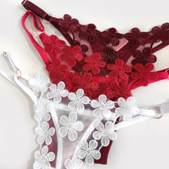 European And American Girls Sweet Embroidery Princess Mesh T-back Sexy And Breathable Adjustable Thin Band T-shaped Panties