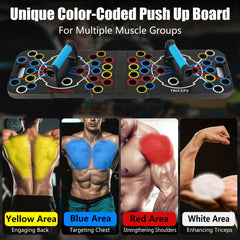Multifunctional Push Up Board Home Strength Training Equipment With 15 Fitness Accessories Pilates Bar Resistance Band Roller Wheel Full Body Workout Home Gym Equipment