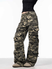 Camouflage Cargo Pants Women's Loose Wide Leg Jeans