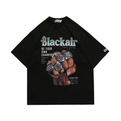 Vintage Print Unisex Ring Fist Print T-shirt Men