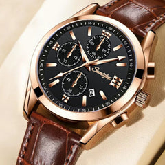 Business Casual Simple Fashion Leather Belt Round Men's Watch