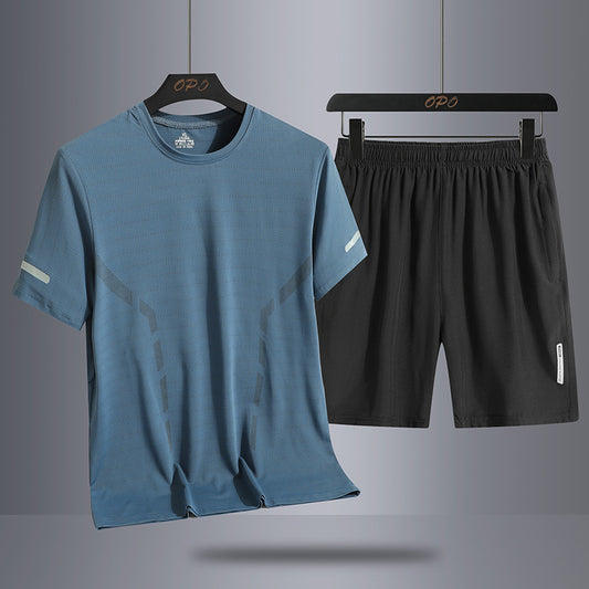 Suit Men's Quick-drying T-shirt Short Sleeve Sports Knee Length Shorts