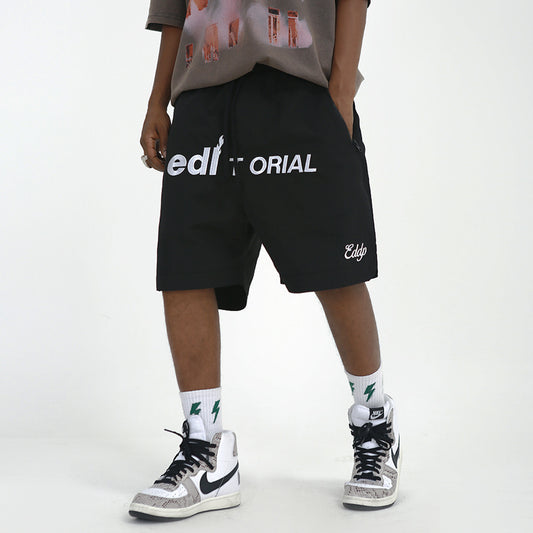 Embroidered Letters Basketball Shorts Men
