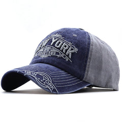 NEW YORK Big Alphabet Embroidery Baseball Cap Washed Distressed Peaked Cap