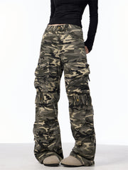 Camouflage Cargo Pants Women's Loose Wide Leg Jeans