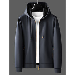 Contrast Color Men's Thickened Two-piece Suit Sweater Zipper Casual Suit