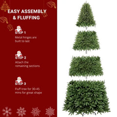 10ft Automatic Tree Structure PVC Material 1200 Lights Warm Color With Colorful 10 Modes With Remote Control 5090 Branches Christmas Tree Green