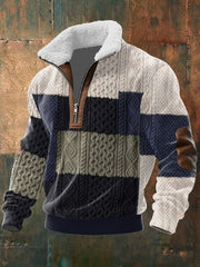 Men's Fitted Top With Printed Pattern And Faux Fur Collar