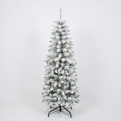 3 Pcs Flocked Artificial Christmas Tree Set With Lights, 4ft 5ft 6ft Christmas Snow Tree Set, Christmas Decor