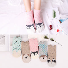 Women's Fashion Simple Cartoon Cotton Socks