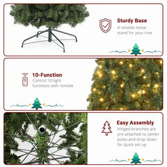 10ft Automatic Tree Structure PVC Material 1200 Lights Warm Color With Colorful 10 Modes With Remote Control 5090 Branches Christmas Tree Green