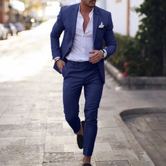 Men Leisure Set Digital Printing Two Button Suit Top Two-piece Pants