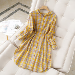 Mid-length Cotton Cardigan Fashion Plaid Loose Sunscreen Shirt