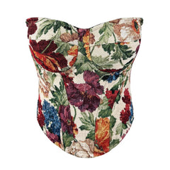 Sexy Tube Top With Chest Pad Vintage Court Style Fishbone Bra