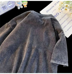 Retro T-shirt Unisex Style Distressed Short-sleeved Top