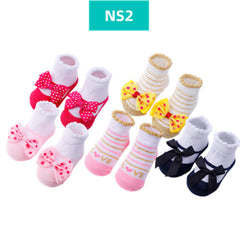 Fashion Striped Lace Flower Bow Socks