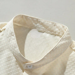 Summer Men's Breathable Casual Stand Collar Shirt Solid Color