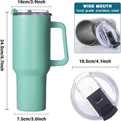 40oz Tumbler With Lid, Starw And Handle, Stainless Steel Vacuum Insulated Water Bottle Travel Mug For Iced Coffee, Hot And Cold Tea