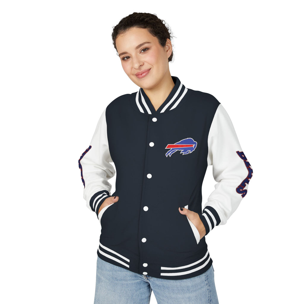 Buffalo Bills Classic Letterman Jacket – Relaxed Fit Fleece Bomber