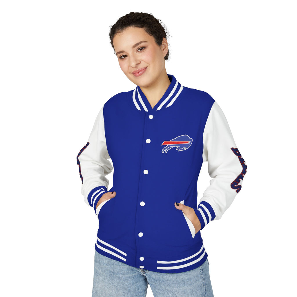 Buffalo Bills Classic Letterman Jacket – Relaxed Fit Fleece Bomber