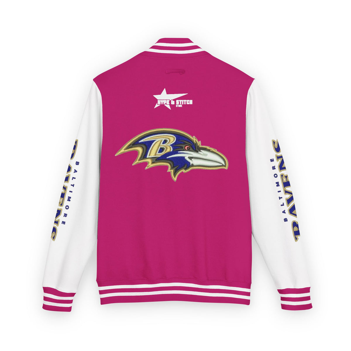 Baltimore Ravens Varsity Jacket – Unisex Letterman Jacket with Custom Sleeve Print & Team Logo