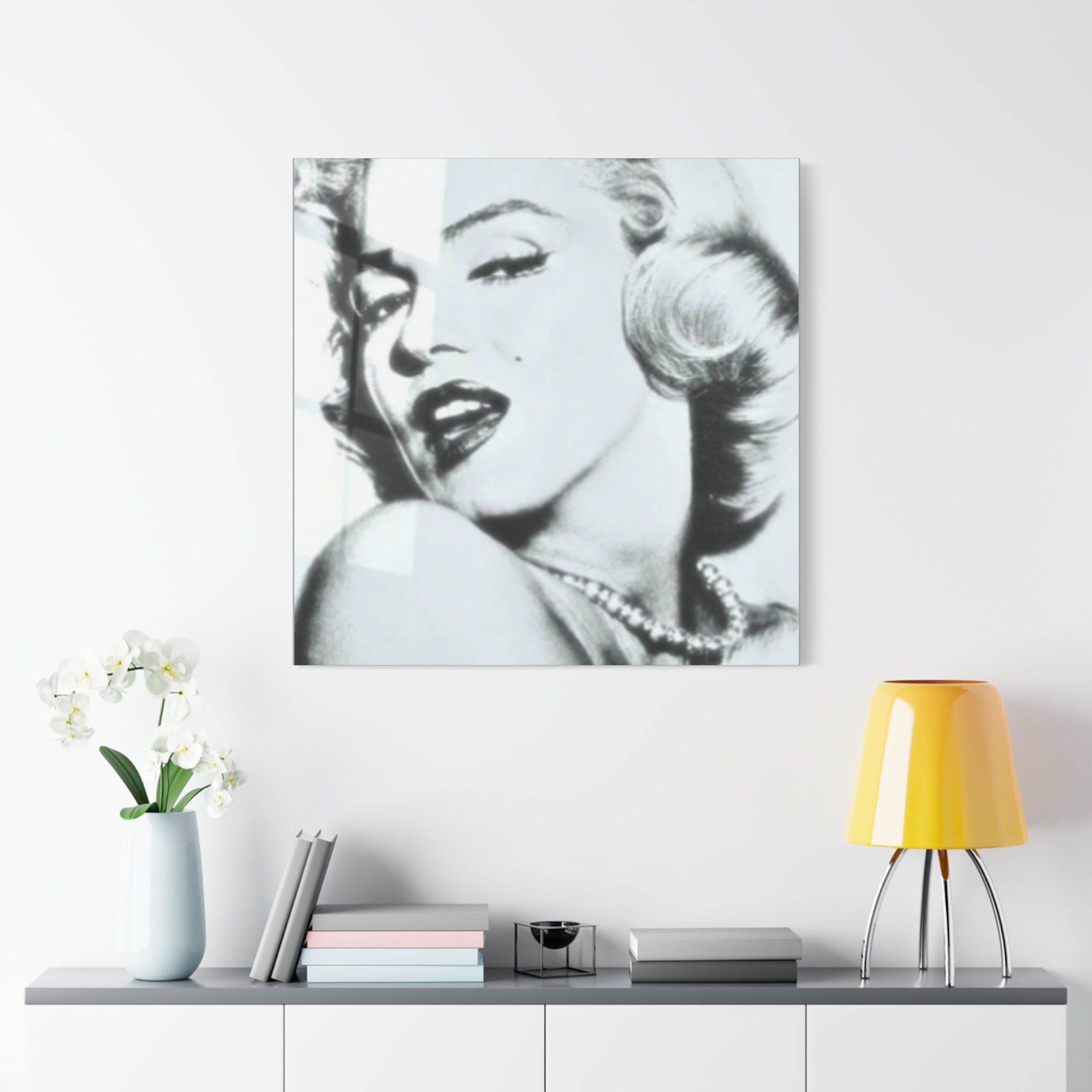 Marilyn Monroe Black and White Canvas Wall Art | Vintage Glamour Celebrity Poster Print for Living Room Decor