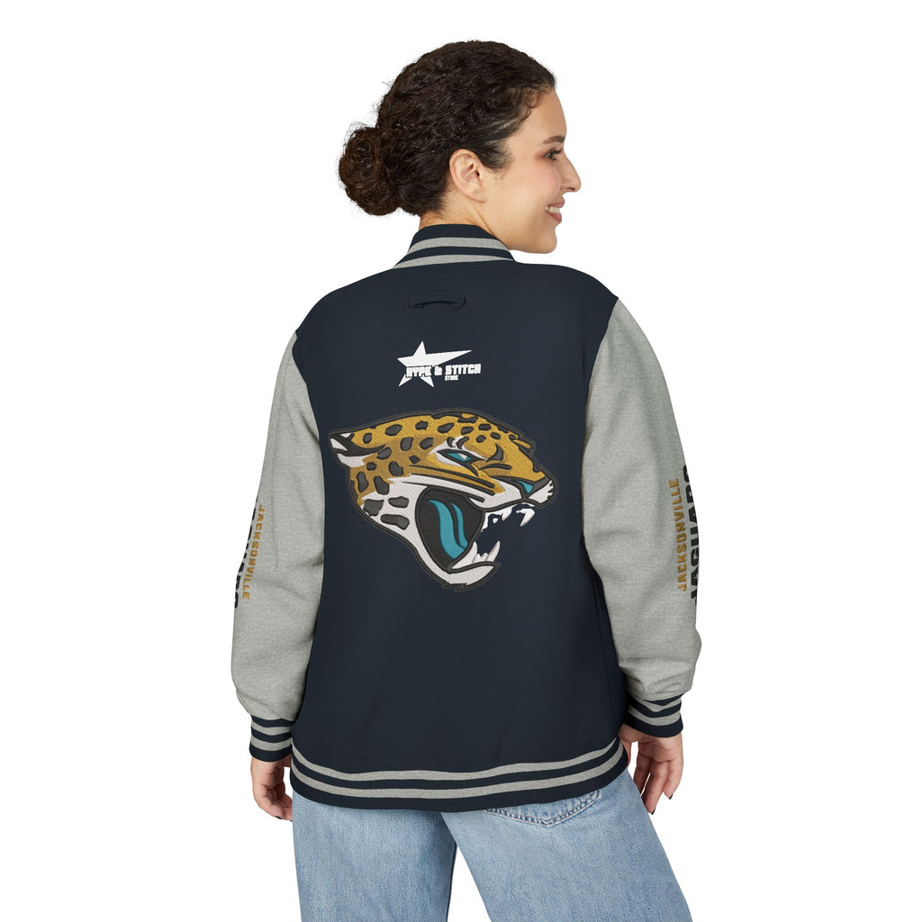 Jacksonville Jaguars Snap-Button Varsity Jacket | Colorblock Outerwear Coat