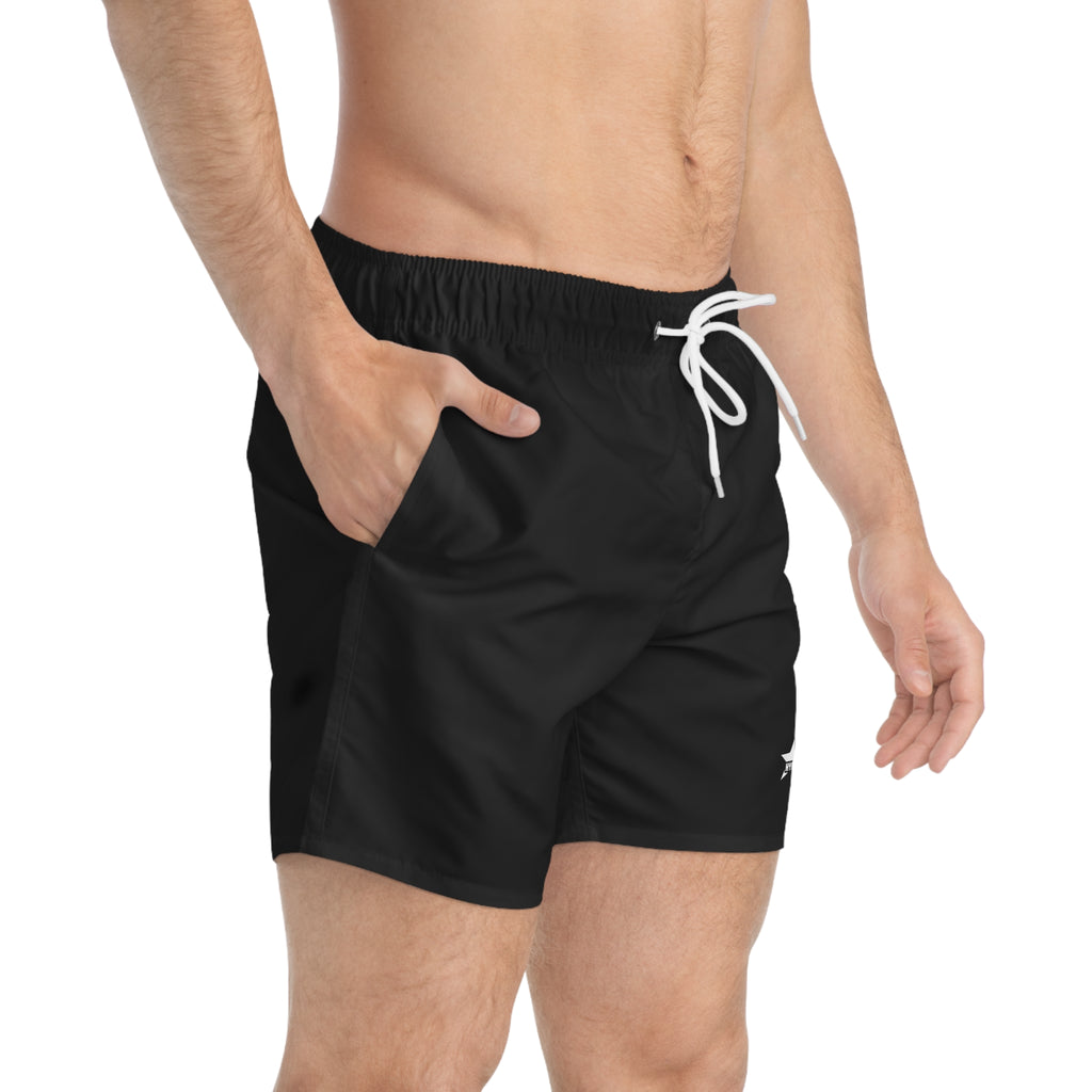 Men's Classic Black Swim Trunks – Quick-Dry Pool & Beach Shorts