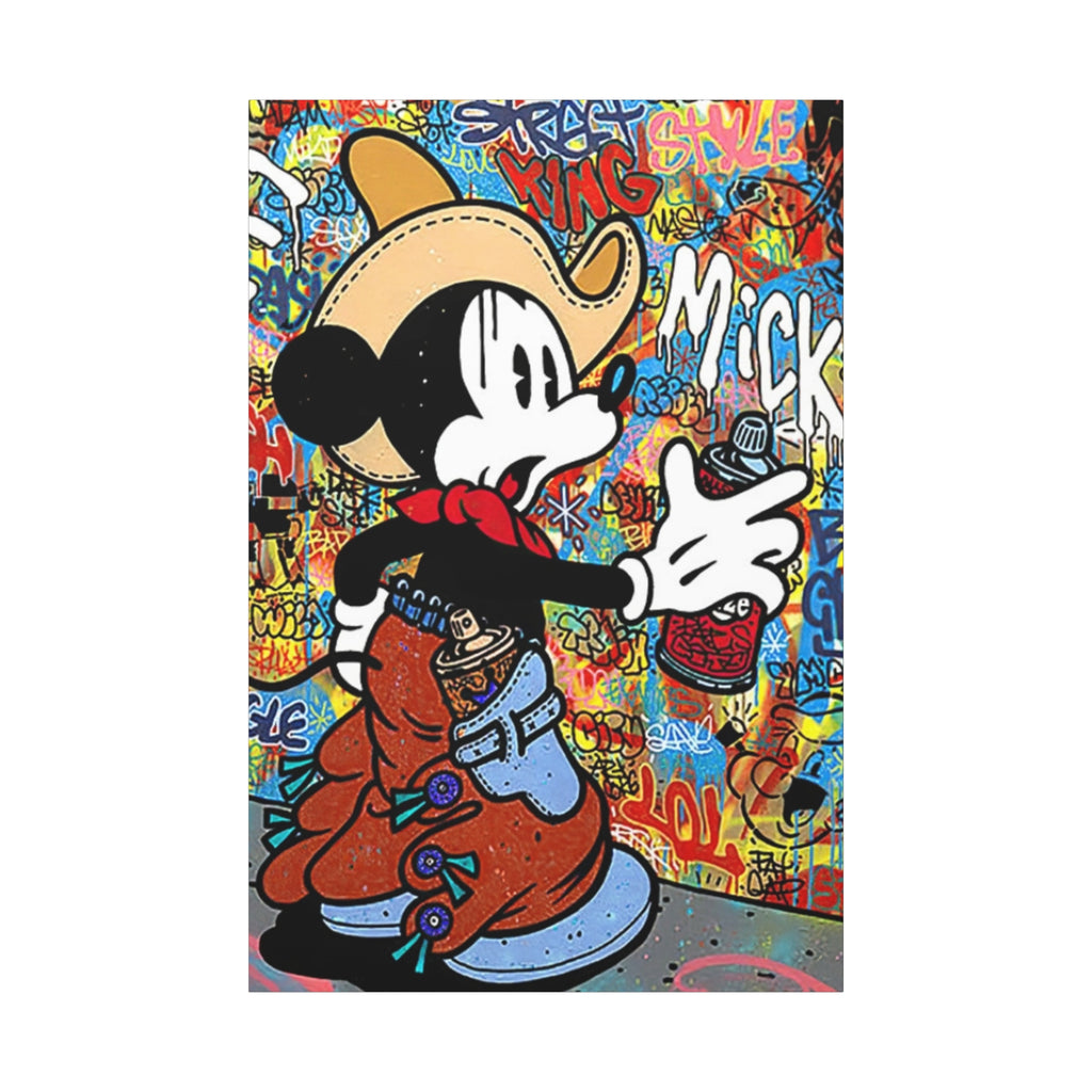 Western Cowboy Mickey Mouse Graffiti Wall Art – Urban Street Art Canvas Print