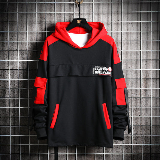 Individual Printed Colorblock Long Sleeve Hoodie