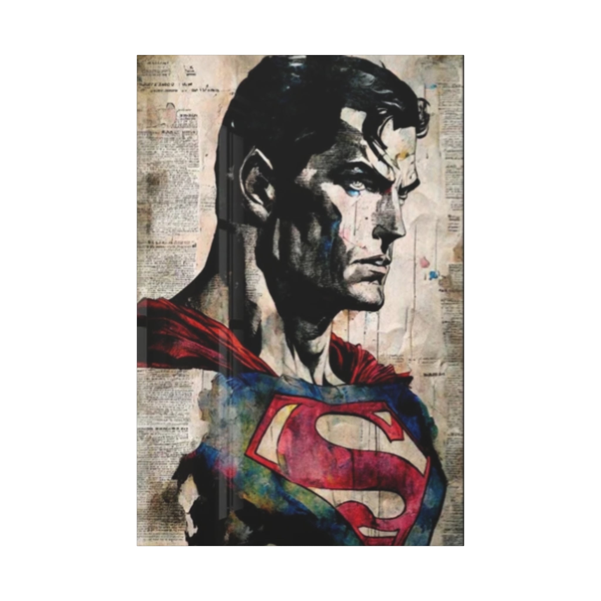 Superman Wall Art Vintage Newspaper Comic Print – Gritty Man of Steel Pop Art Poster