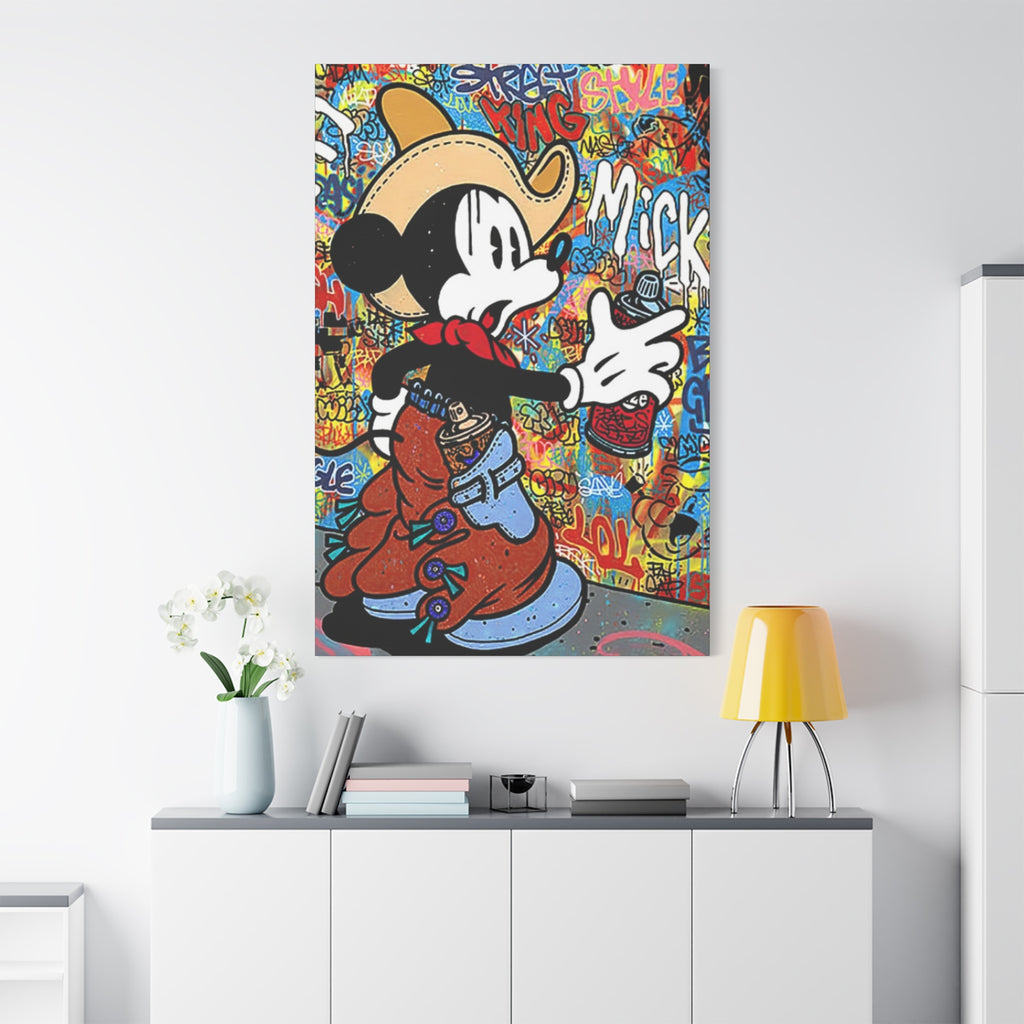 Western Cowboy Mickey Mouse Graffiti Wall Art – Urban Street Art Canvas Print