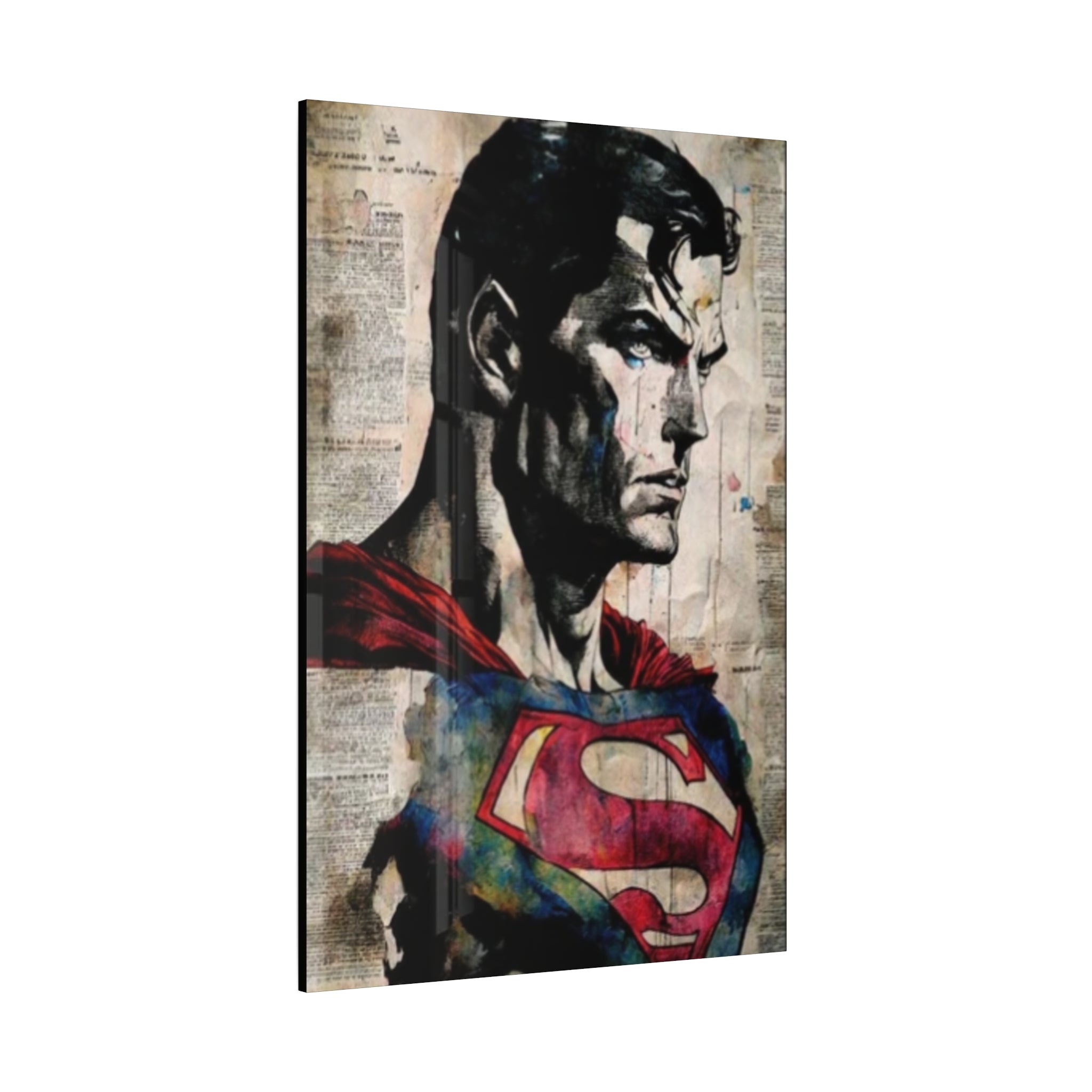 Superman Wall Art Vintage Newspaper Comic Print – Gritty Man of Steel Pop Art Poster