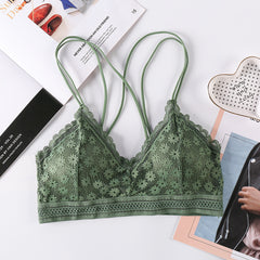 Women's cross spaghetti strap bra set