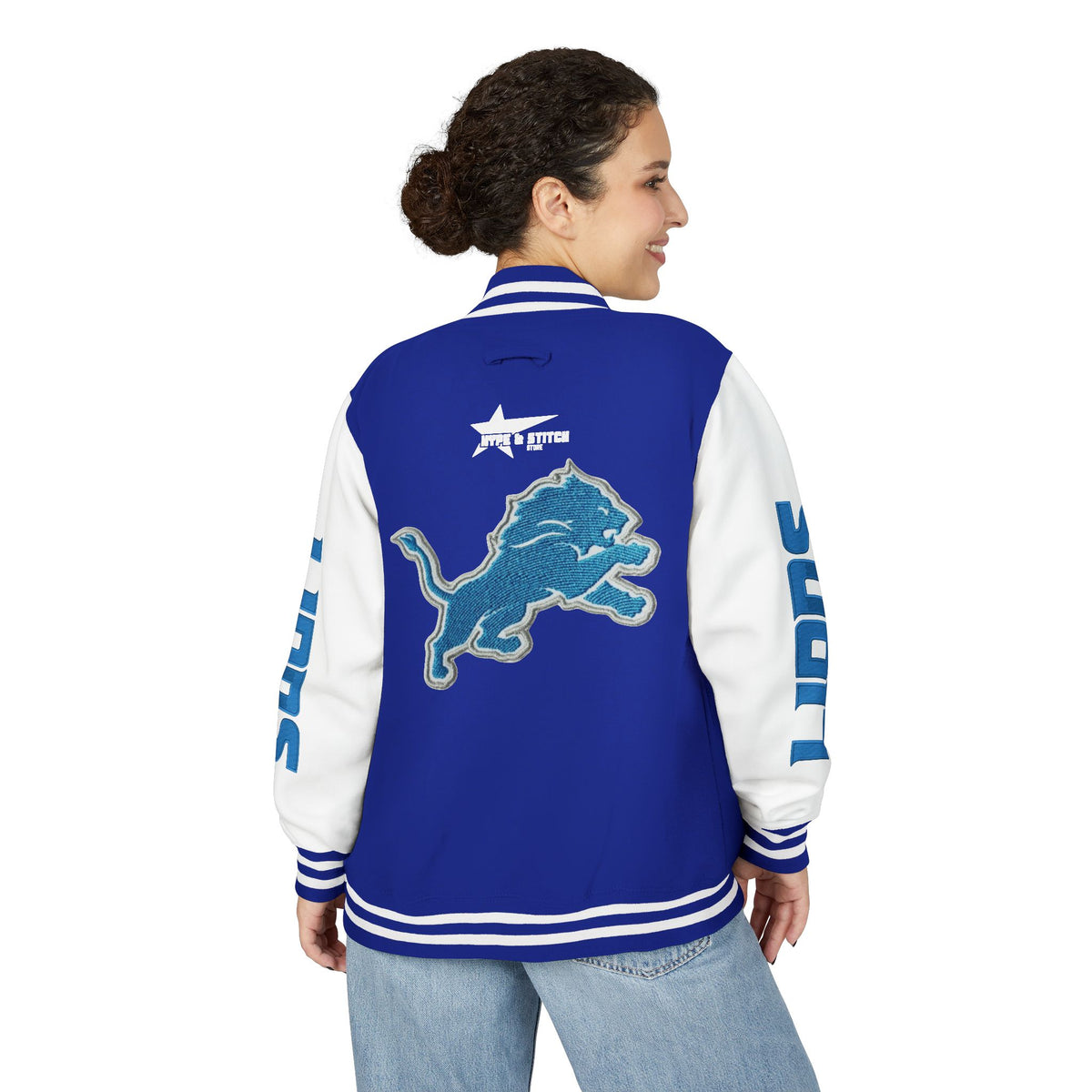 Custom Detroit Lions Unisex Heavyweight Varsity Letterman Jacket