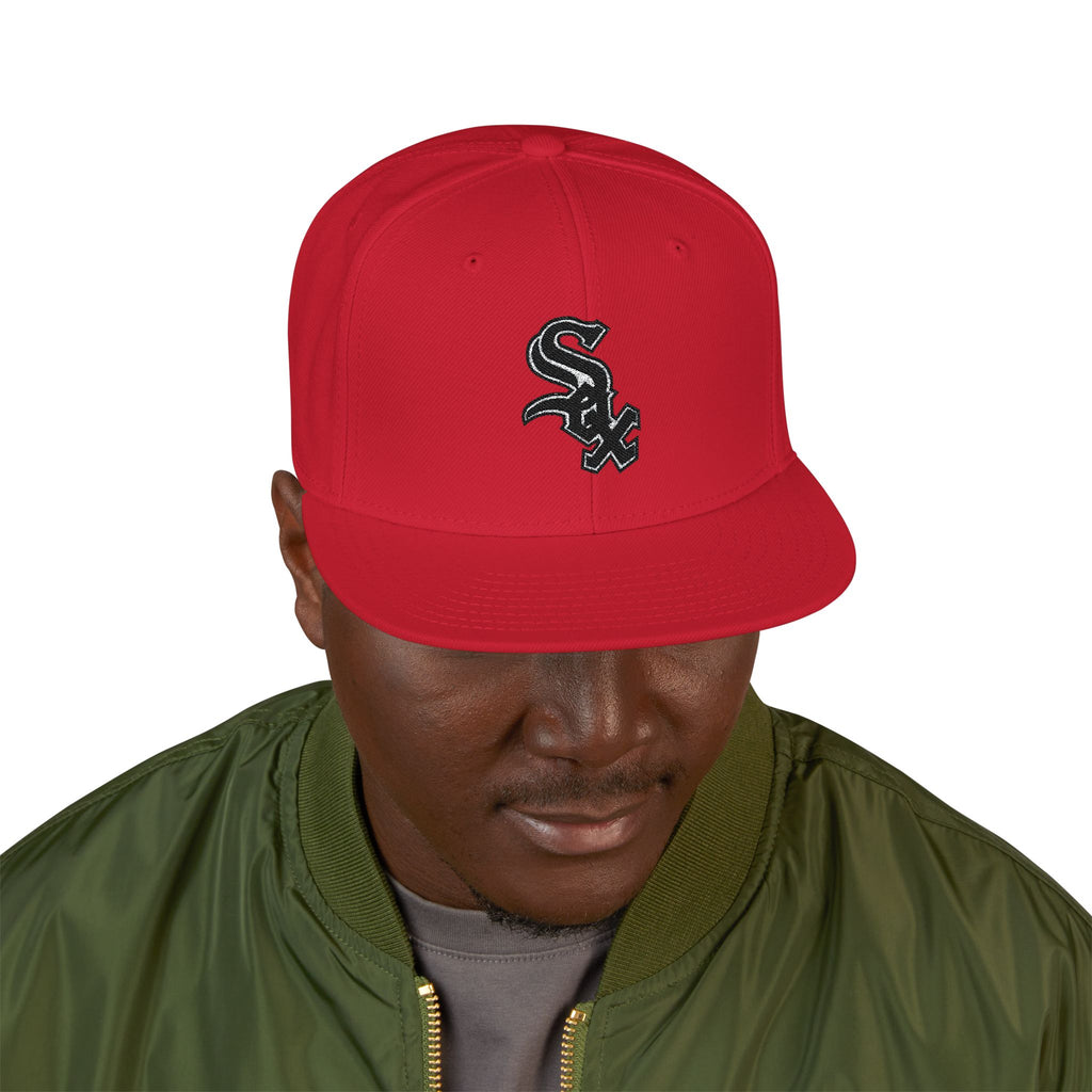 Chicago White Sox Embroidered Snapback Hat | Flat Brim Cap
